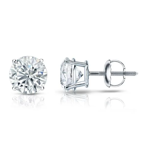 Lightweight silver earrings -Auriya 18k Gold GIA Certified 2.00 carat TW Round Diamond Stud Earrings