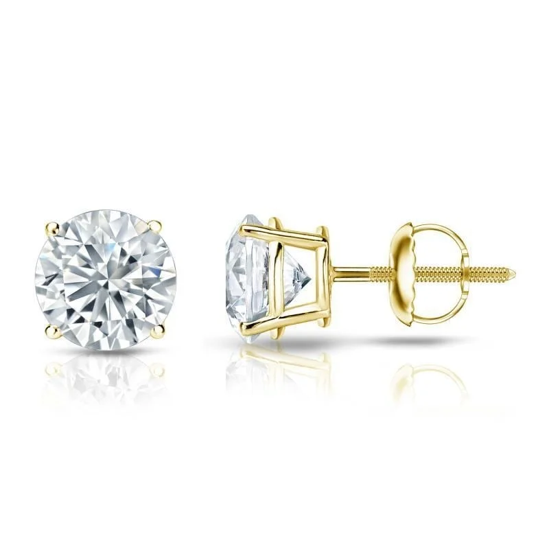 Fun earrings for teens -Auriya 18k Gold GIA Certified 4.50 carat TW Round Diamond Stud Earrings