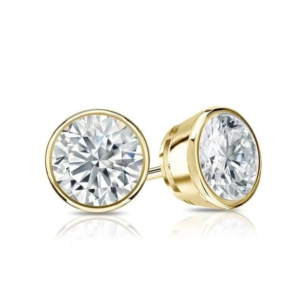 Cute dainty earrings -Auriya 4.70ctw Round Diamond Stud Earrings Bezel-set 18k Gold - GIA Certified