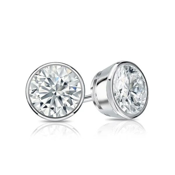 Stylish earrings for daily wear -Auriya 4ctw Round Diamond Stud Earrings Bezel-set 18k Gold - GIA Certified