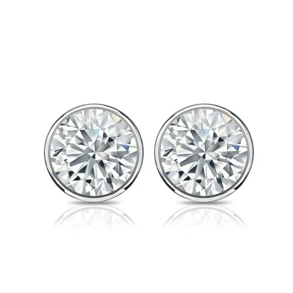 Hoop earrings for women -Auriya 5.20ctw Round Diamond Stud Earrings Bezel-set Platinum - GIA Certified