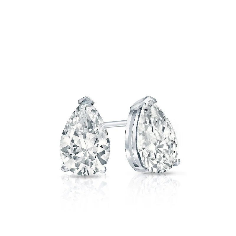 Butterfly stud earrings -Auriya Plat Gold Lab Grown 0.40 carat TDW Pear Diamond Stud Earrings V-End Prong Push-back