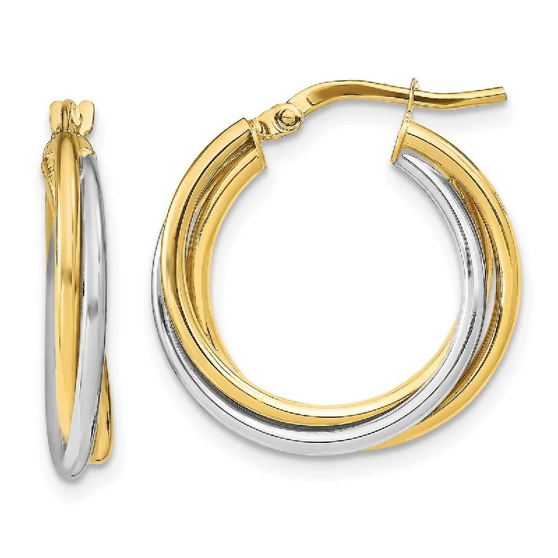 Elegant silver earrings -Curata 10k Two-one Gold Polished Double Twisted 26x2.7mm Hoop Earrings