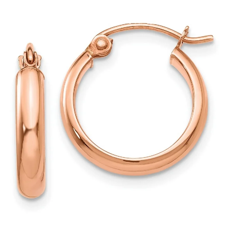 Unique gemstone drop earrings -Curata 14k Rose Gold 2.75x15mm Classic Hoop Earrings