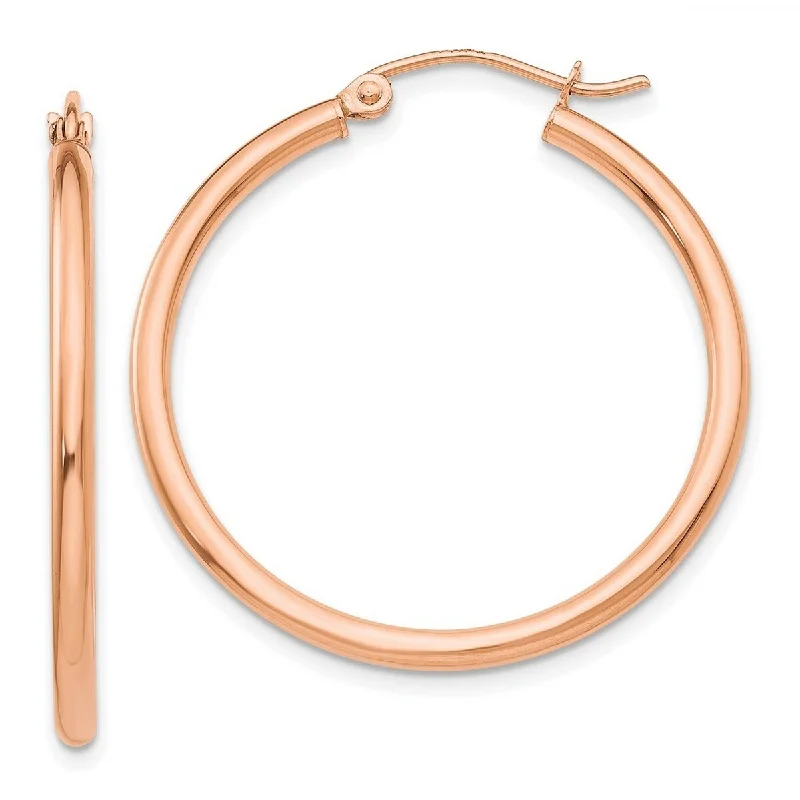 Twisted hoop earrings -Curata 14k Rose Gold 2x30mm Polished Hoop Earrings