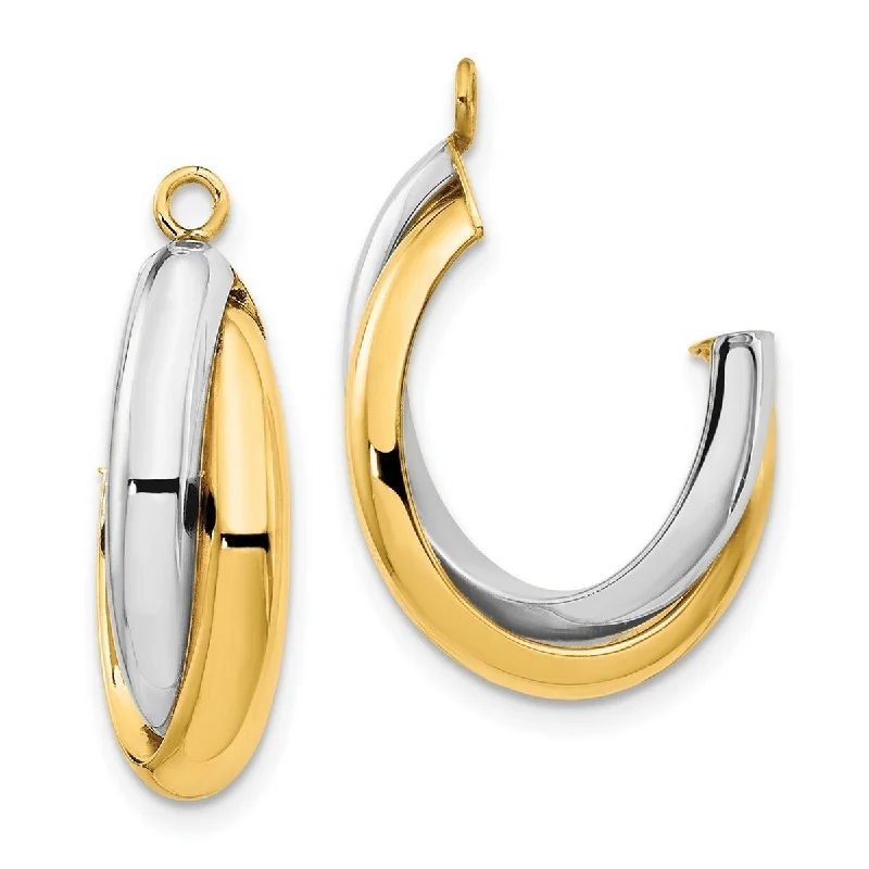 Casual earrings for daily wear -Curata 14k Two Tone Gold Polished Double J Hoop Earrings Jackets - 20x8mm