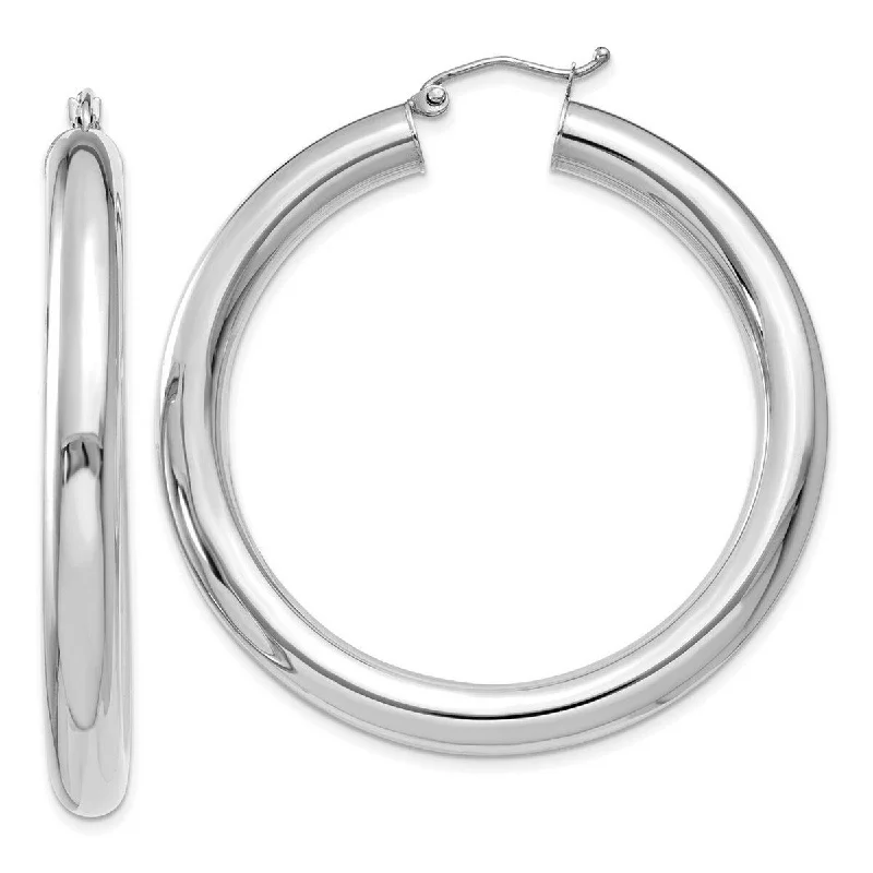 Multi-stone earrings -Curata 14k White Gold Polished 45x5mm Tube Hoop Earrings