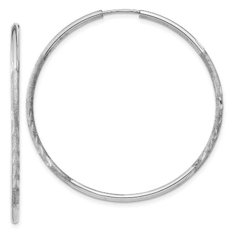 Silver pearl earrings -Curata 14k White Gold Polished tube 1.5mm Sparkle Cut Endless Hoop Earrings - 41x41mm Wide 1.5mm Thick