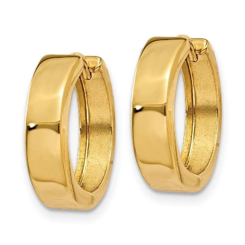 Vintage earrings for women -Curata 14k Yellow Gold 15x3.5mm Polished Hinged Hoop Earrings