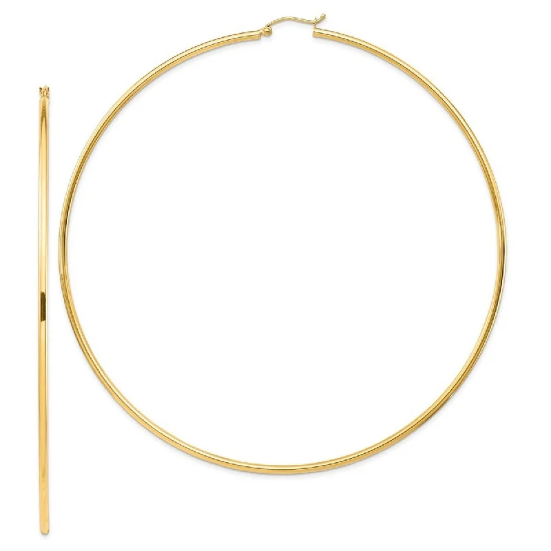 Beaded gold earrings -Curata 14k Yellow Gold Lightweight 100x2mm Polished Extra-large Hoop Earrings