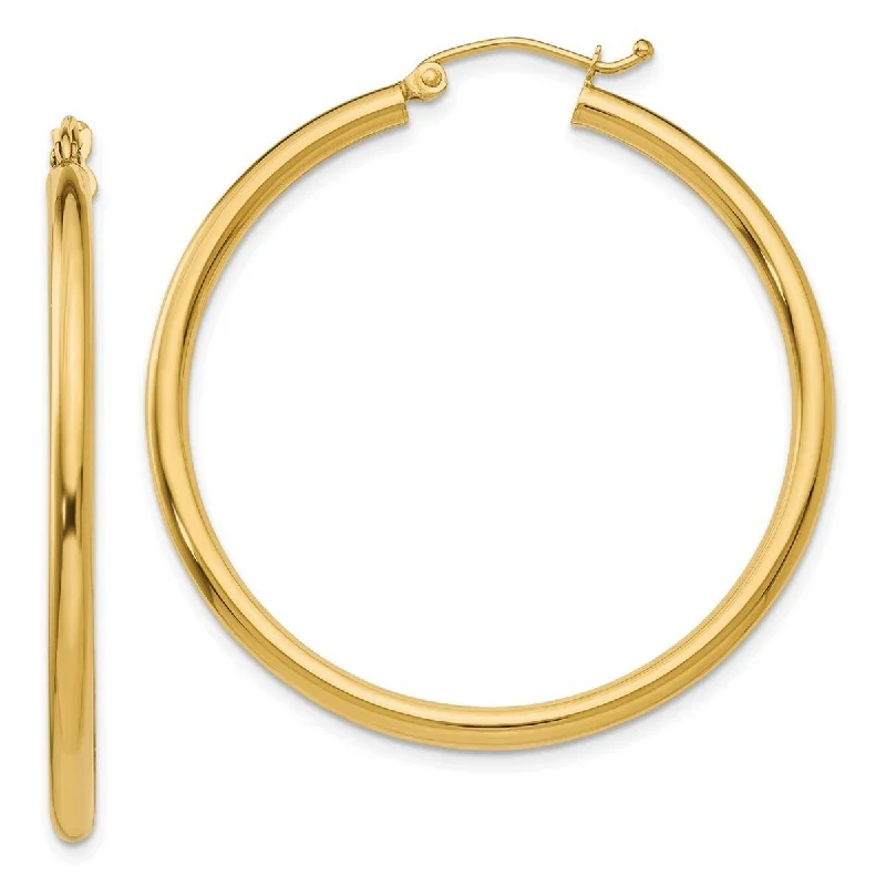 Unique design earrings -Curata 14k Yellow Gold Polished 2.5x40mm Lightweight Classic Round Hoop Earrings