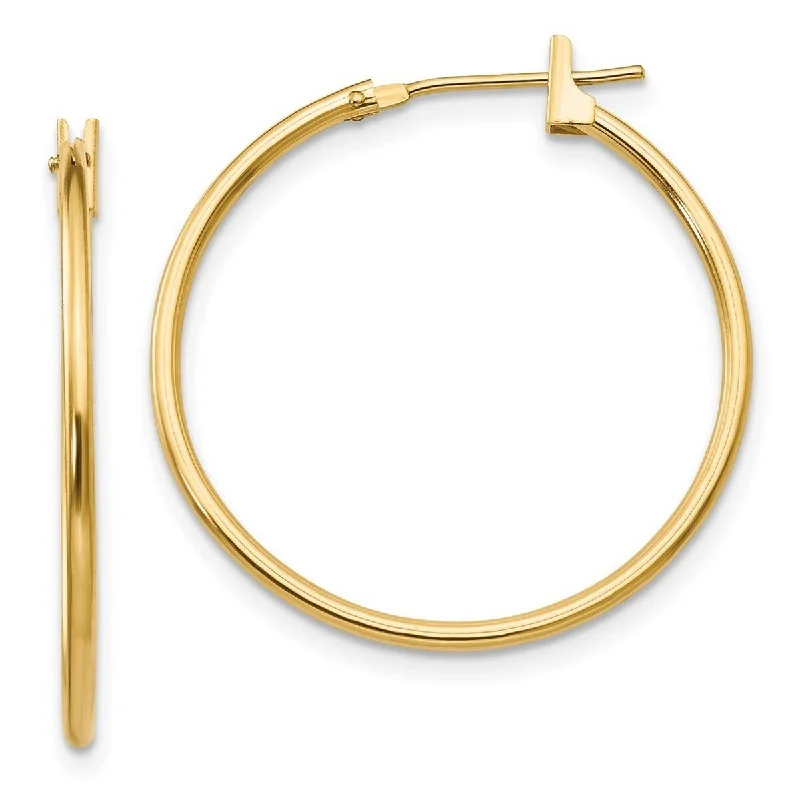 Cross earrings for women -Curata 14k Yellow Gold Polished 25x1mm Thin Classic Hoop Earrings