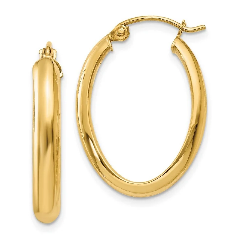 Custom silver earrings -Curata 14k Yellow Gold Polished 3.5x17mm Oval Hoop Earrings