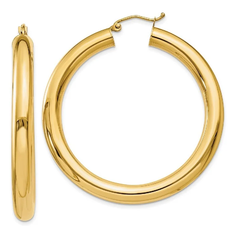 Birthstone earrings -Curata 14k Yellow Gold Polished 45x5mm Lightweight Hoop Earrings