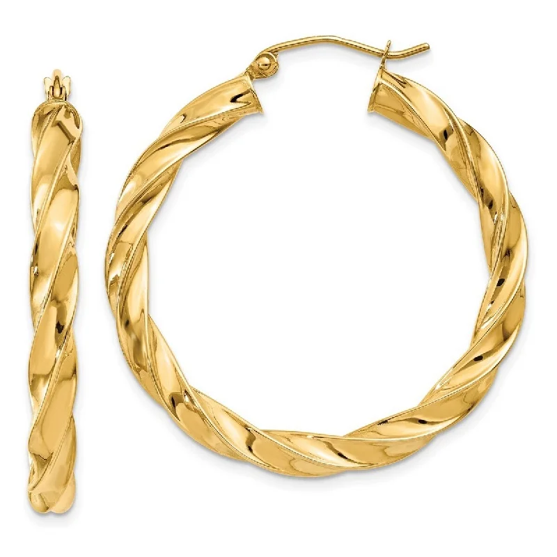 Unique silver drop earrings -Curata 14k Yellow Gold Polished Light 38x4mm Twisted Hoop Earrings