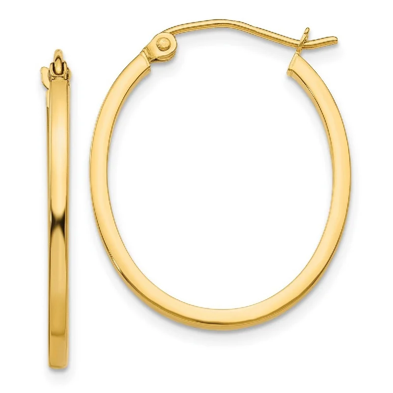 Luxury designer earrings -Curata 14k Yellow Gold Polished Lightweight 1.5x20.5mm Fancy Oval Hoop Earrings