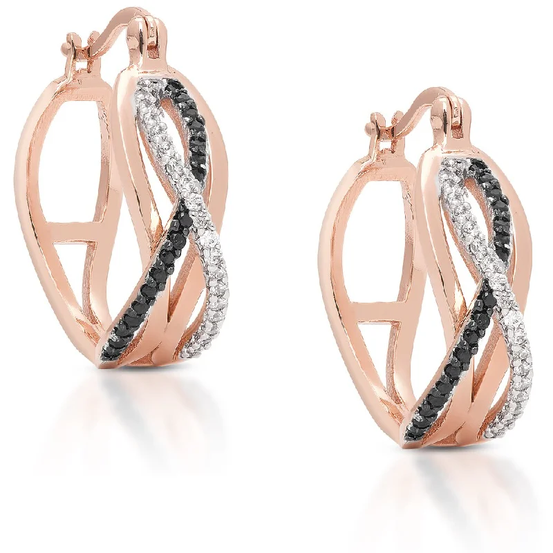 Dainty stud earrings for teens -Dolce Giavonna Rose Goldplated Cubic Zirconia Infinity Design Hoop Earrings