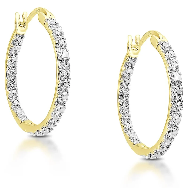 Simple hoop earrings -Finesque Gold Over Silver or Sterling Silver Diamond Accent Hoop Earrings