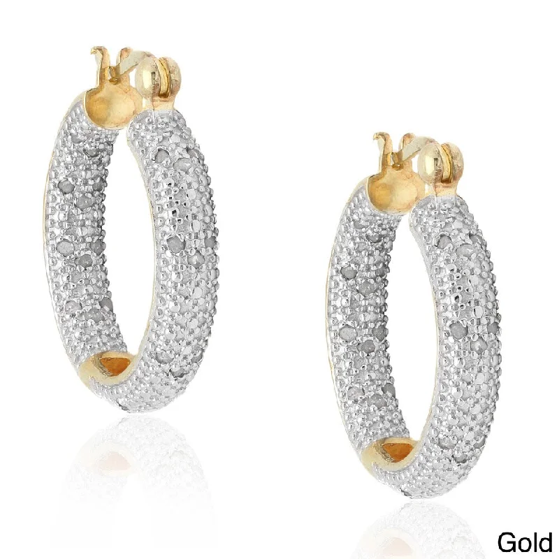 Creative drop earrings -Finesque Sterling Silver 1/2ct TDW Pave Diamond Hoop Earrings