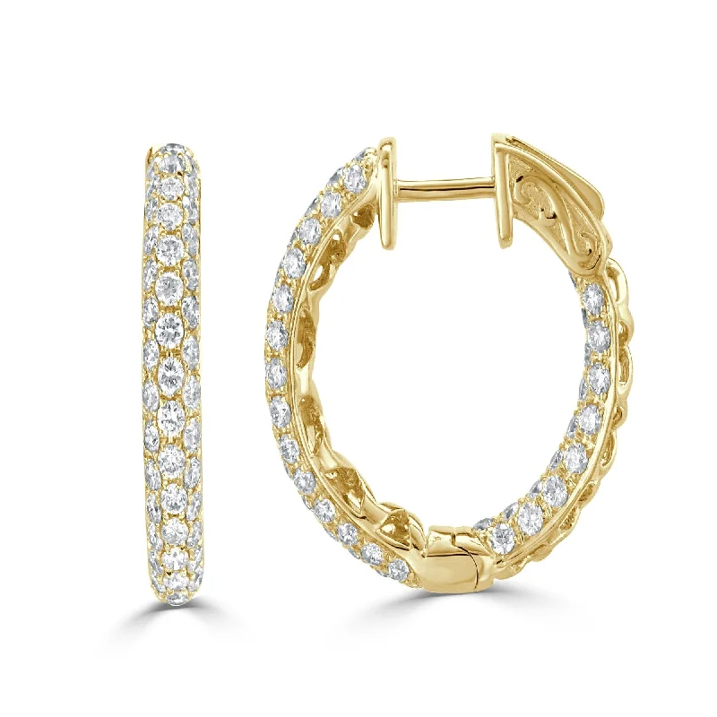 Boho-inspired earrings -Joelle Diamond Hoop Earrings 18K Yellow Gold 1.89 CTTW 3/4"