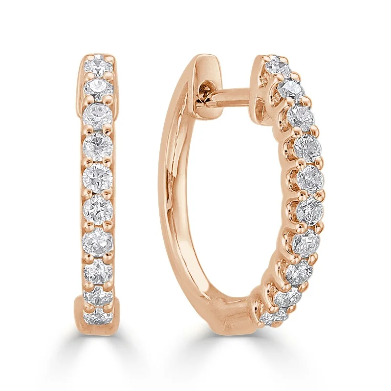 Fashionable stud earrings -Joelle Diamond Round Hoop Earrings 14K Rose Gold 1/4ct TDW - Yellow