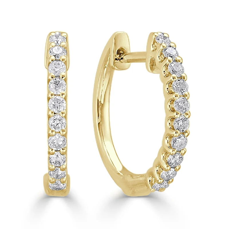 Crystal drop earrings -Joelle Diamond Round Hoop Earrings 14K Yellow Gold 1/4ct TDW