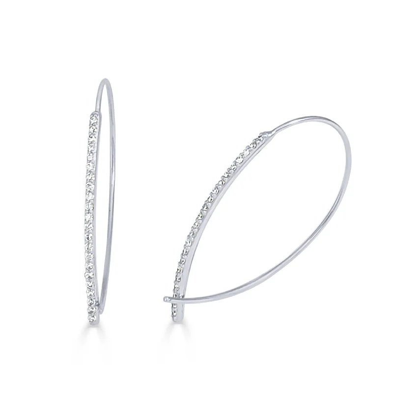 Gemstone dangle earrings -Joelle Diamond Thread Hoop Earrings 14K White Gold 1/3 CT TDW