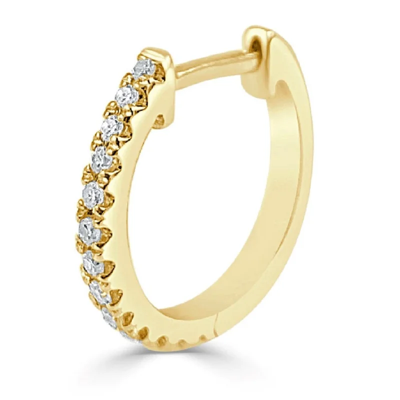 Celebrity-style earrings -Joelle Half-a-Pair Huggie Small Thin Hoop Earring 0.04 cttw. 14K Gold - Perfect for Second Hole - 12mm