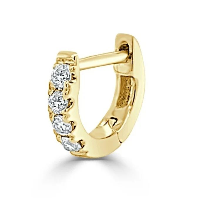 Iridescent earrings -Joelle Half-a-Pair Tiny Huggie Small Hoop Earring 0.06 cttw. 14K Gold - Perfect for Second Hole - 8mm