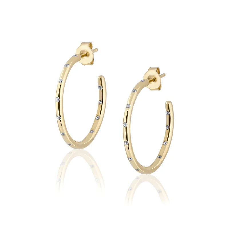 Freshwater pearl earrings -14K Yellow Gold Overlay Sprinkle Hoop Earrings