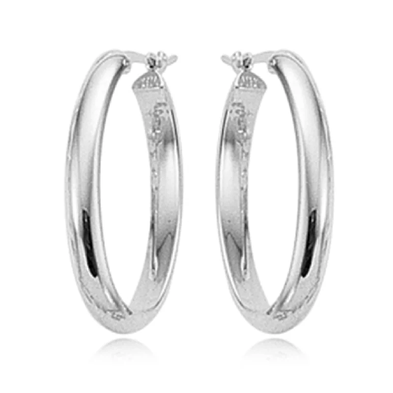 Sparkling diamond earrings -Sterling Silver Oval Hoop Earrings