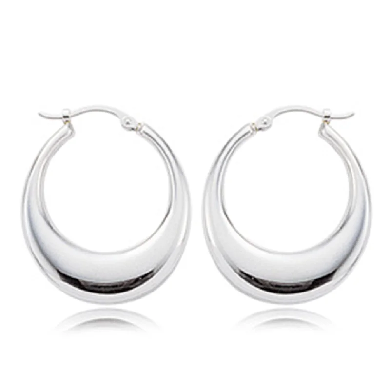 Luxury silver earrings -Sterling Silver Shell Hoop Earrings