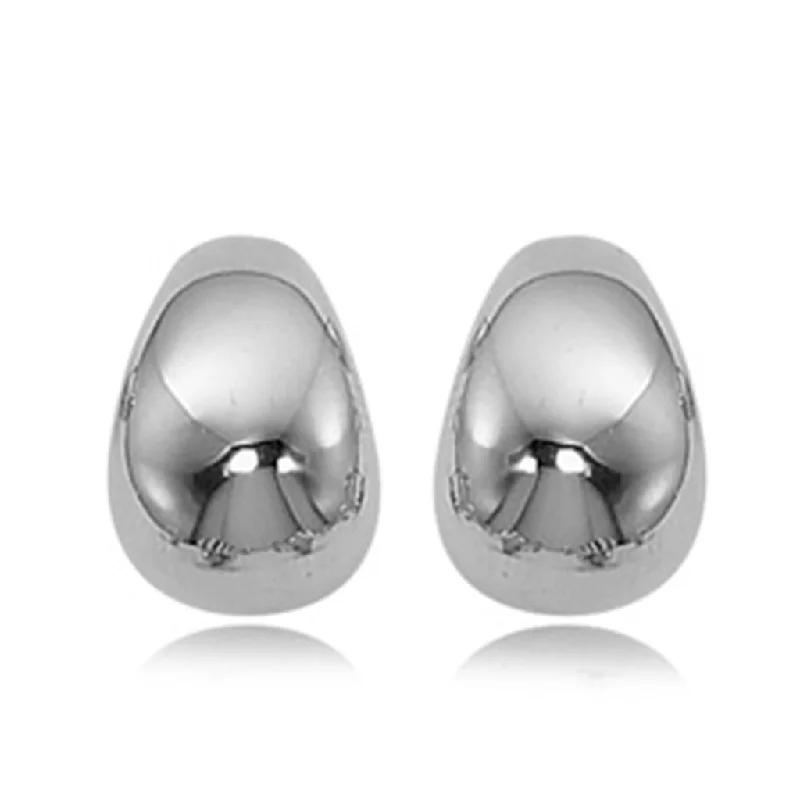 Elegant drop earrings -Sterling Silver Small Puff Bottom Hoop Earrings