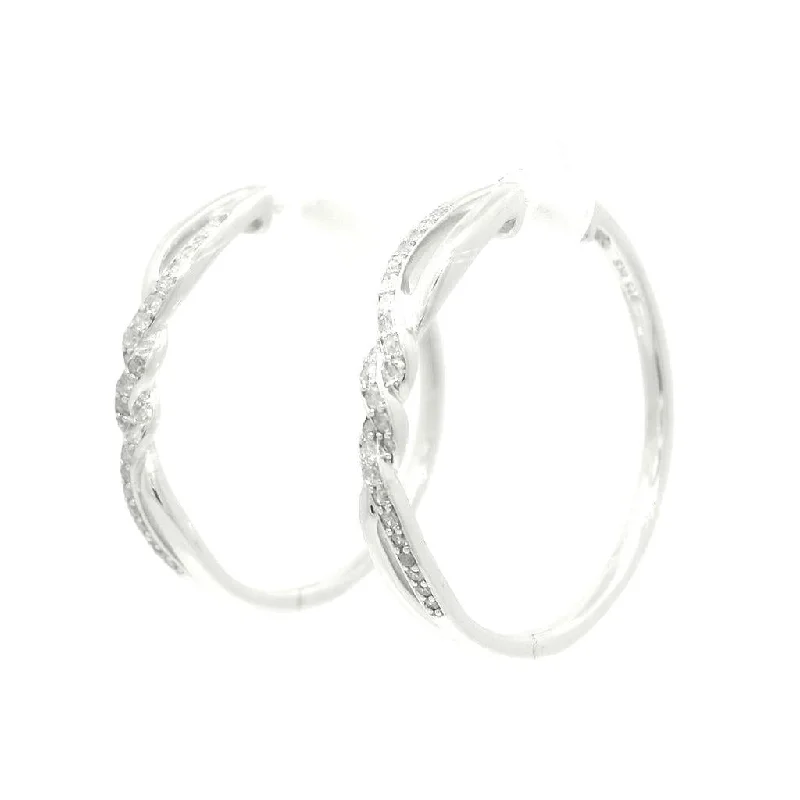 Handmade earrings -Sterling Silver Twisted Hoop Natural Diamonds Earrings