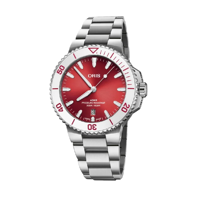 men’s watches with black bands-Aquis Date Taste of Summer Red Dial, 41.5mm