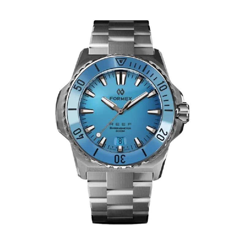 watches with digital displays for easy reading-Baby REEF Automatic Chronometer COSC 300M Bahama Blue Dial, 39.5 mm