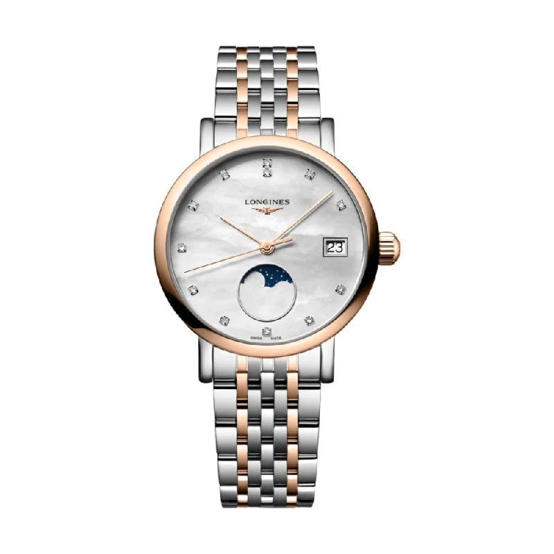 waterproof watches for surfers-Elegant Moonphase Mother-of-Pearl Two-Tone 30mm