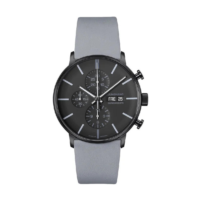 best leather watches for men under 100-Form A Chronoscope Grey on Grey Strap