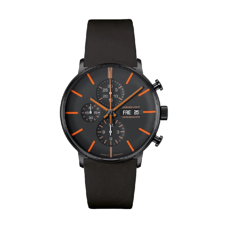 stainless steel watches for everyday wear-Form A Chronoscope Orange on Black Strap