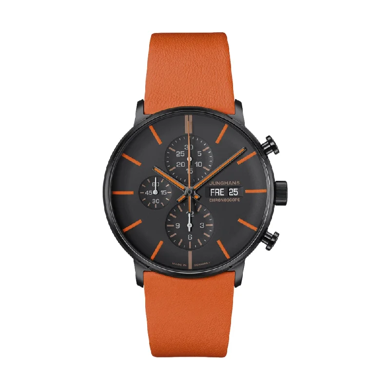 large dial watches for men-Form A Chronoscope Orange on Orange Strap