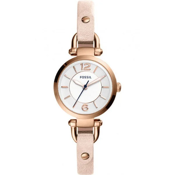 watches for women with thin profiles-Women's Fossil Georgia Blush Leather Watch ES4340