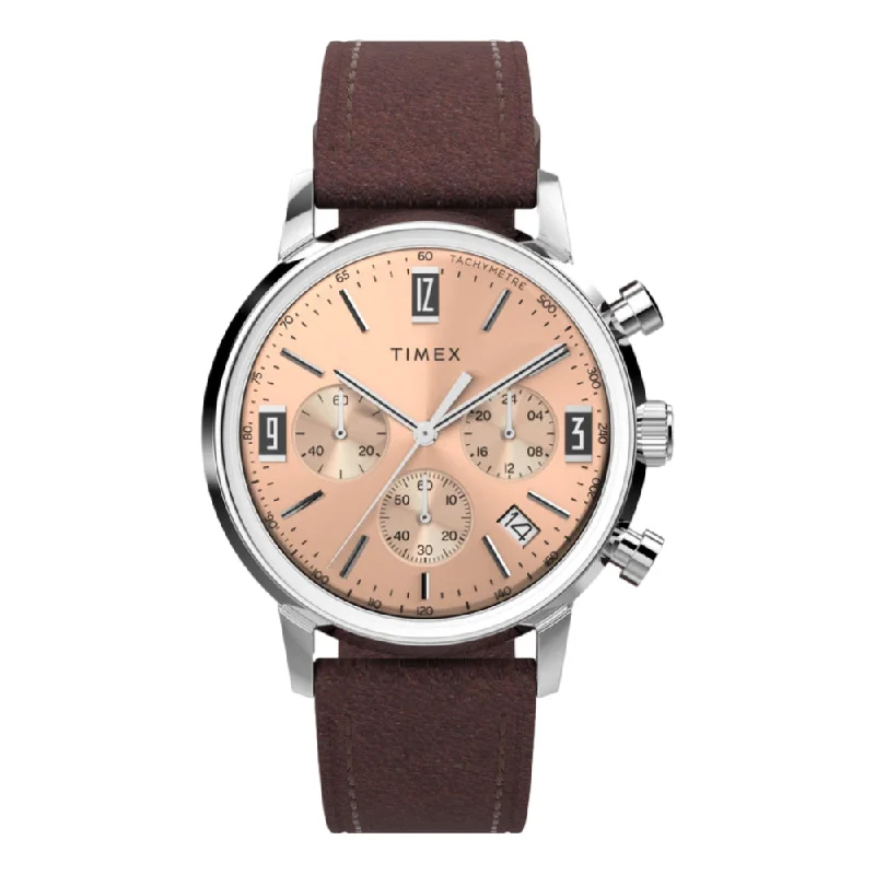 men’s watches with leather bands-Marlin Quartz Chrono 40mm Salmon Dial