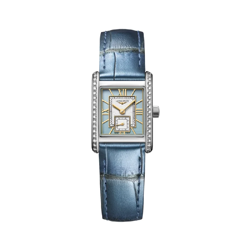 premium leather watches for men-Mini DolceVita Blue Dial with Diamonds