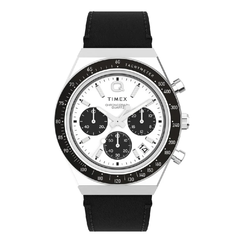 classic dress watches for men-Q Diver Inspired Chrono White Dial on Strap