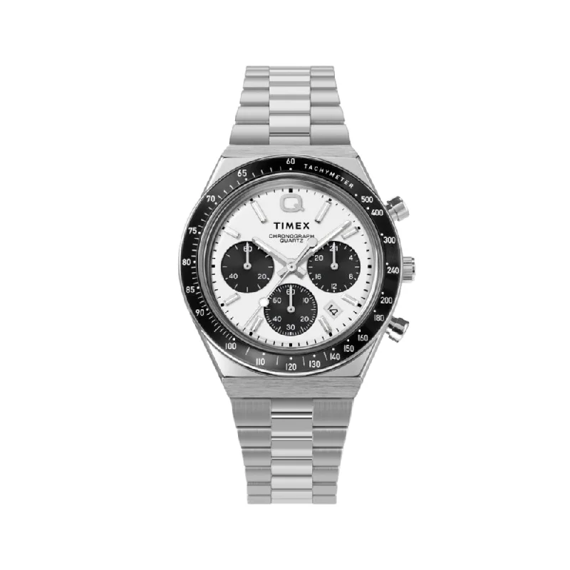 waterproof sports watches-Q Diver Inspired Chrono White Dial Bracelet