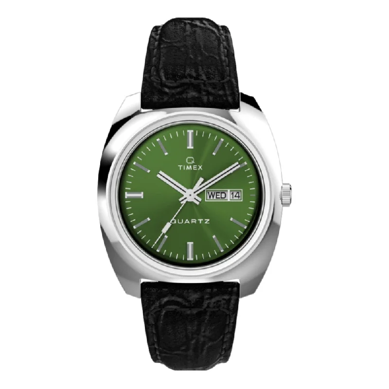 elegant women’s wrist watches-Q Dress Colors Day Date Green Dial