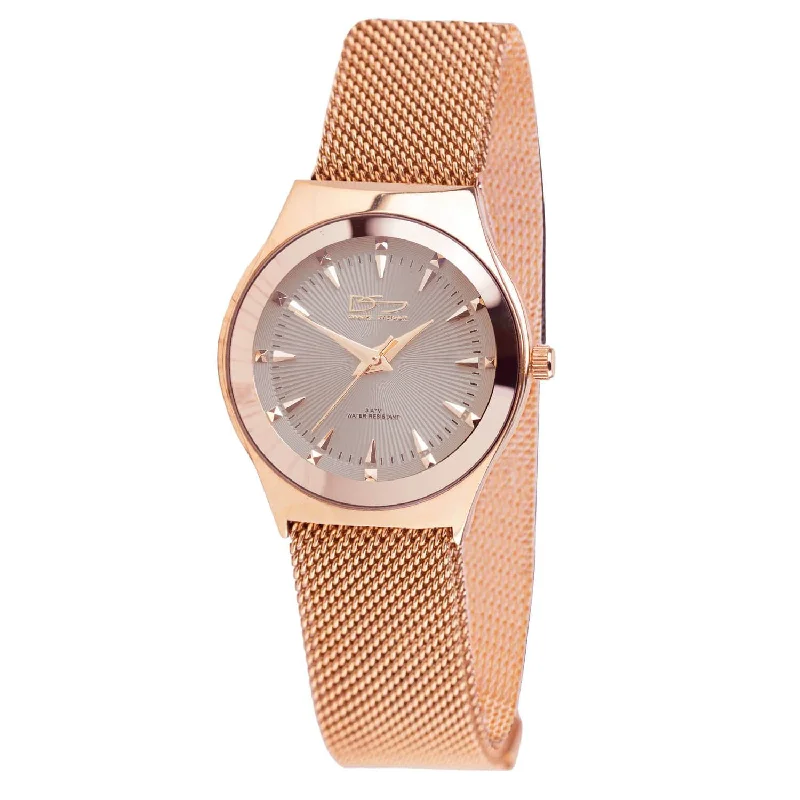 watches for men with metal bands for formal use-Rondo Milanese Magnetic Rose Gold Ladies Watch