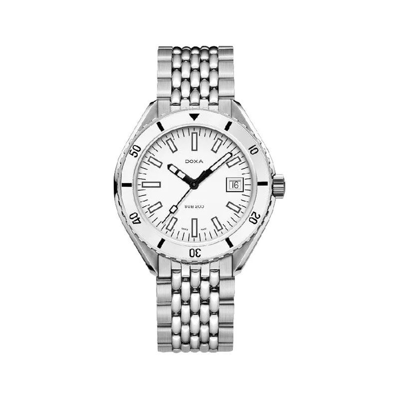 sports watches with step counters-Sub 200 Whitepearl White Dial on Bracelet, 42mm