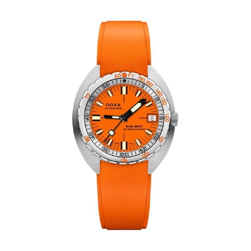 digital watches with calendar function-Sub 200T Professional Orange Dial on Rubber Strap, 39mm