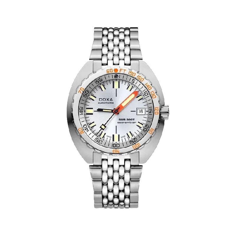 fashionable watches with gem embellishments-Sub 300T Searambler Silver Dial on Bracelet, 42.5mm